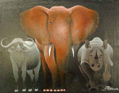 Sebu, elefant och noshörning av Abdul Mkura