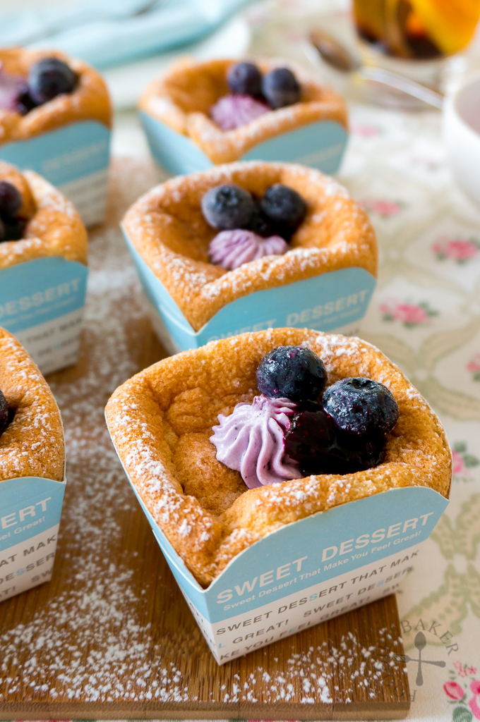 Vanilla Hokkaido Chiffon Cupcakes with Blueberry Cream