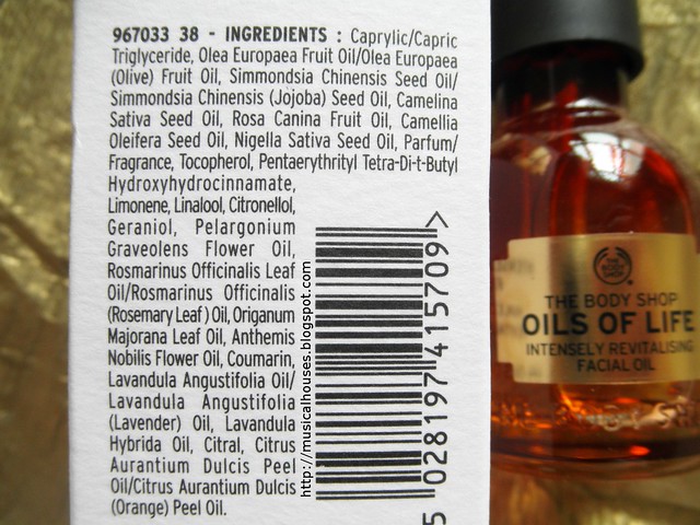 The Body Shop Oils of Life Facial Oil Ingredients