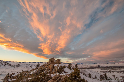 hartmanrocks clouds color fire rocks sky snow sunset winter