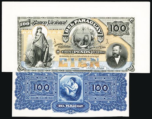 Lot 220 Banco Nacional Del Paraguay, 1886 Issue Proof
