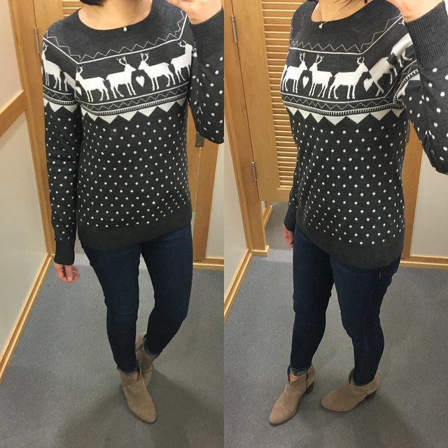 LOFT Reindeer Fairisle Sweater, size S regular