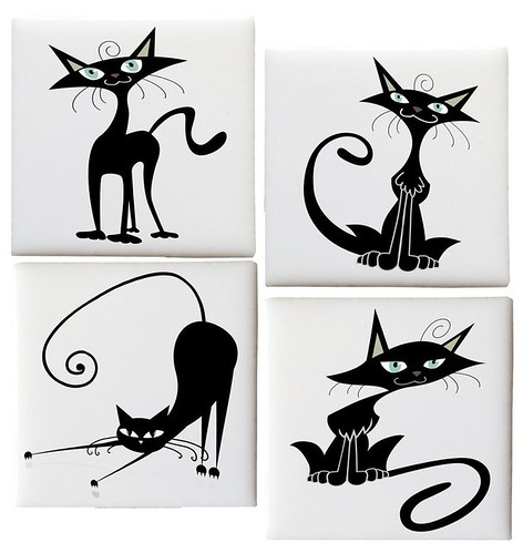 black cat ceramic tiles