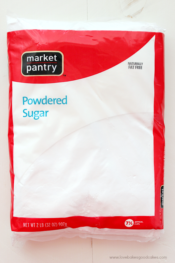 A bag of Market Pantry powdered sugar.