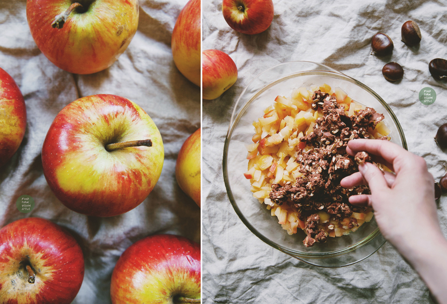 Vegan chestnut crumble with apples