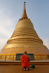 Place of meditation and worship for Buddhist monks typically with a round structure