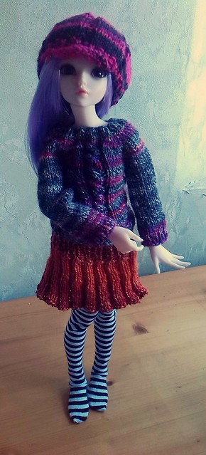 Hand Knit Doll Sweater for Minifee 14 or Slim Msd Pink