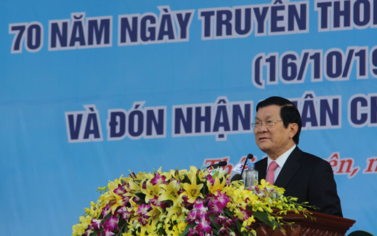 Chủ tịch nước Trương Tấn Sang phát biểu tại buổi lễ.