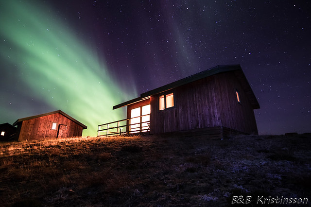 Cottages and the aurora borealis