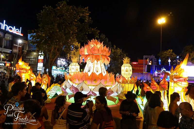 chiang mai loy krathong celebration day 1 huge krathong lanterns