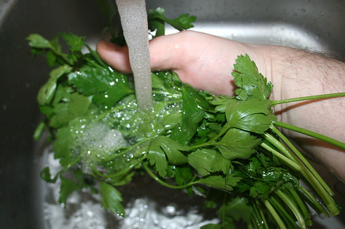 27 - Petersilie waschen / Wash parsley