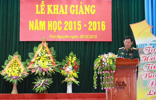 Thiếu tướng Nguyễn Thanh Sơn - Ủy viên Đảng ủy – Phó Tư lệnh Tham mưu trưởng Quân khu phát biểu chúc mừng