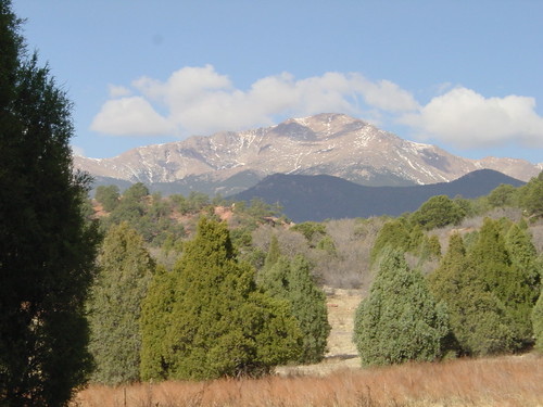 View of Pike's Peak from the Garden of the Gods in Colorado Springs, Colorado