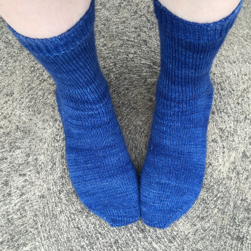 blue tip top toe socks from above