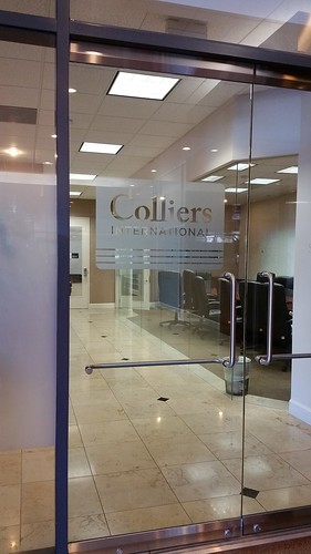 Colliers etch vinyl entry glass logo