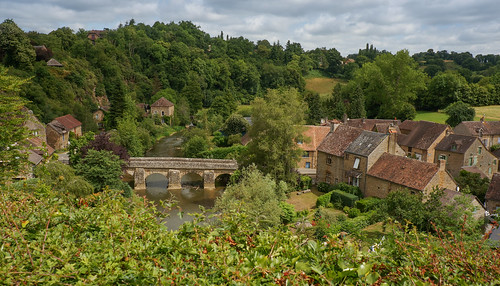 bridge panorama france river french landscape la village view normandie normandy sarthe saintcénerilegérei