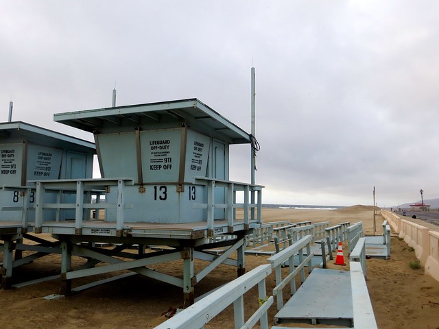 idled lifeguard towers