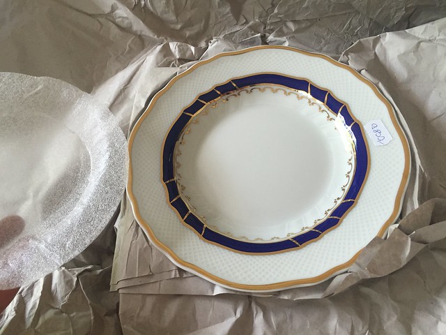 white and blue plates from Hungary