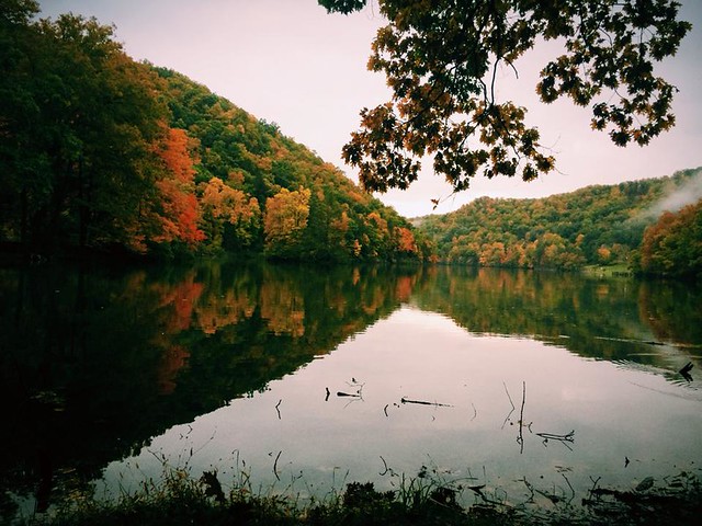 Hungry Mother Lake is beautiful showing the fall colors