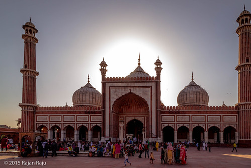 sunset india monument delhi mosque masjid newdelhi jamamasjid