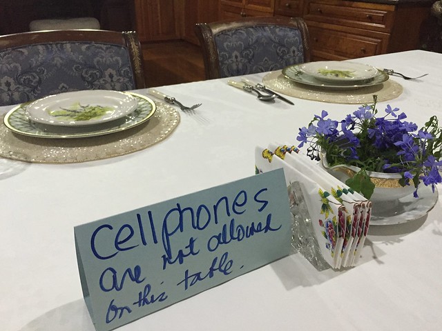 cellphones are not allowed on this table