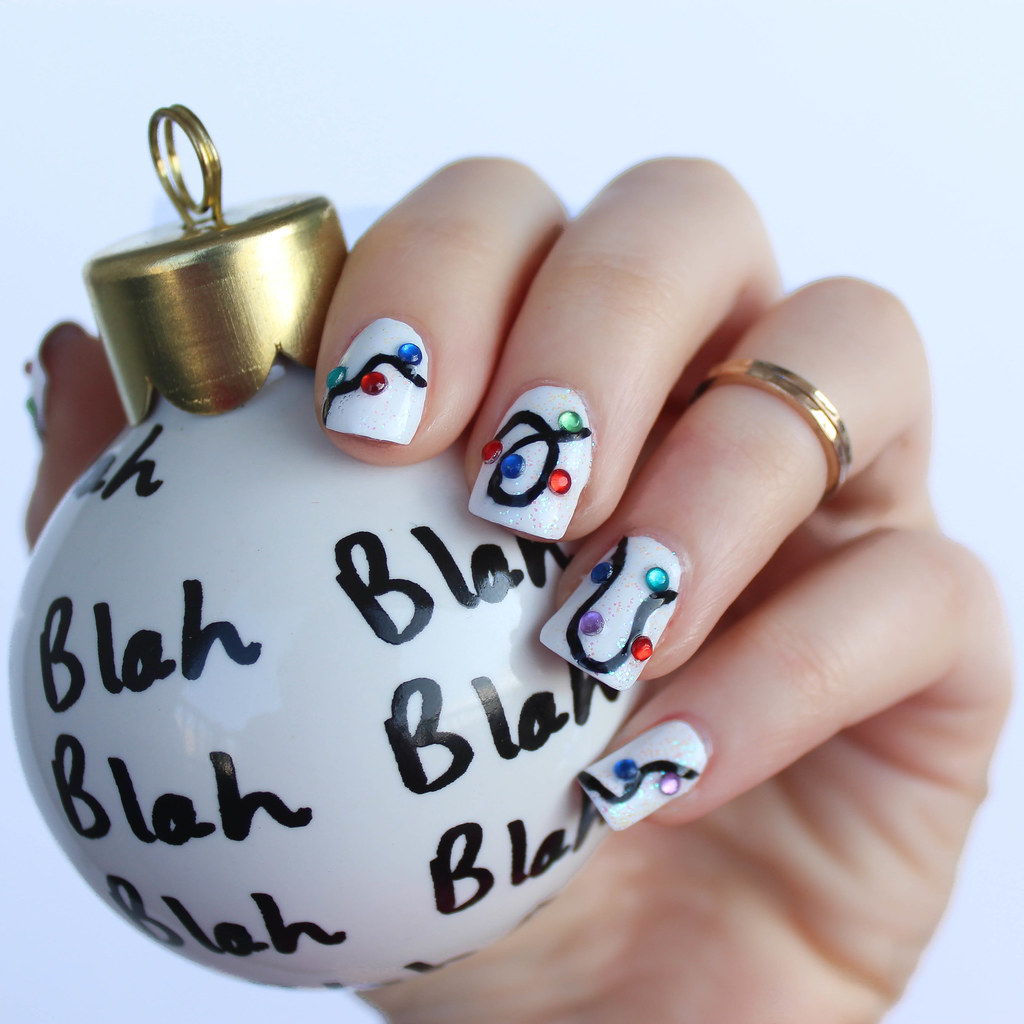 Christmas Lights Manicure | Holiday Nails