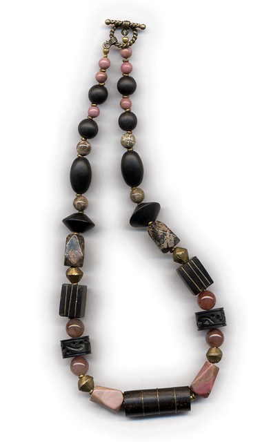 African Ebony & Rhodonite Necklace