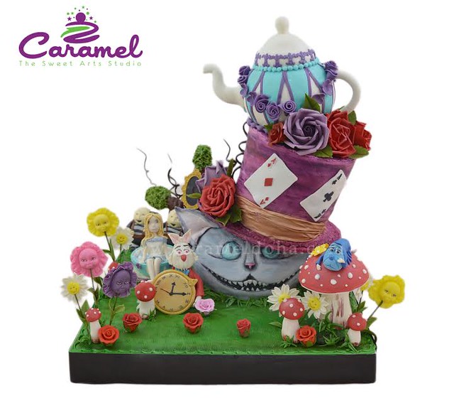 Alice in the Wonderland Themed Cake by Caramel- The Sweet Arts Studio