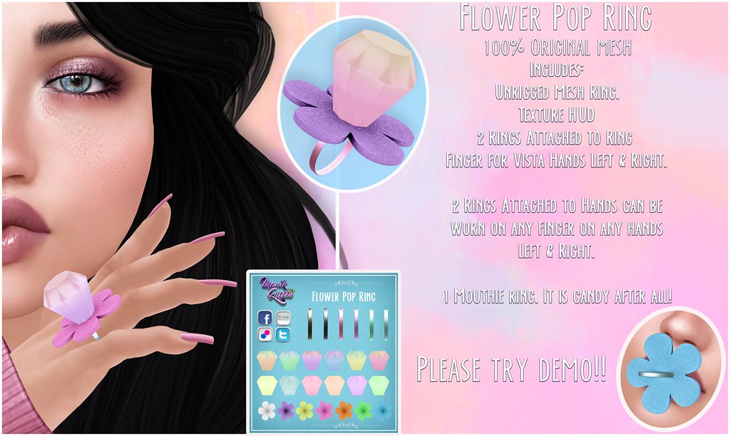 MANIK QUEEN - Flower Pop Ring - SecondLifeHub.com