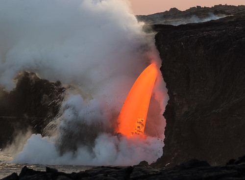 lava hot hawaii bigisland 61g ocean entry kalapana volcano volcanoes nationalpark
