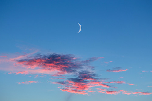 pink blue sunset sky sun moon nature rose clouds lune nuages