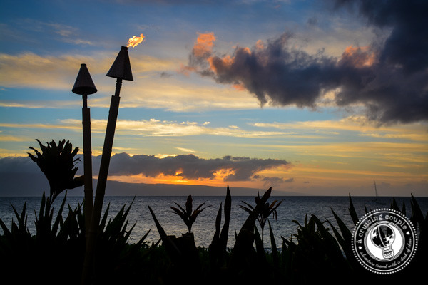 Tiki Torches at Sunset On Maui Hawaii