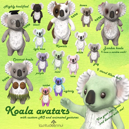 lassitude & ennui Koala avatars for Gacha Garden