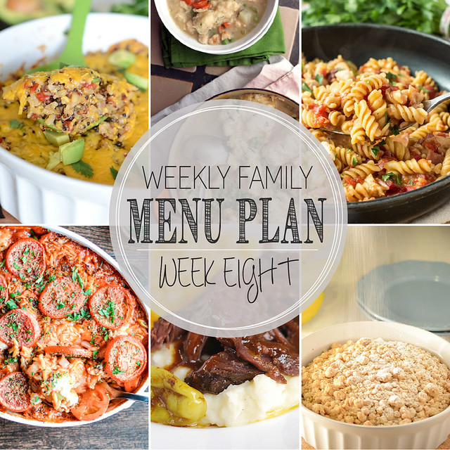 Weekly Family Menu Plan - featuring 5 weeknight dinner recipes, a weekend breakfast, and a yummy dessert!