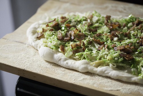 Brussels Sprout and Bacon Pizza