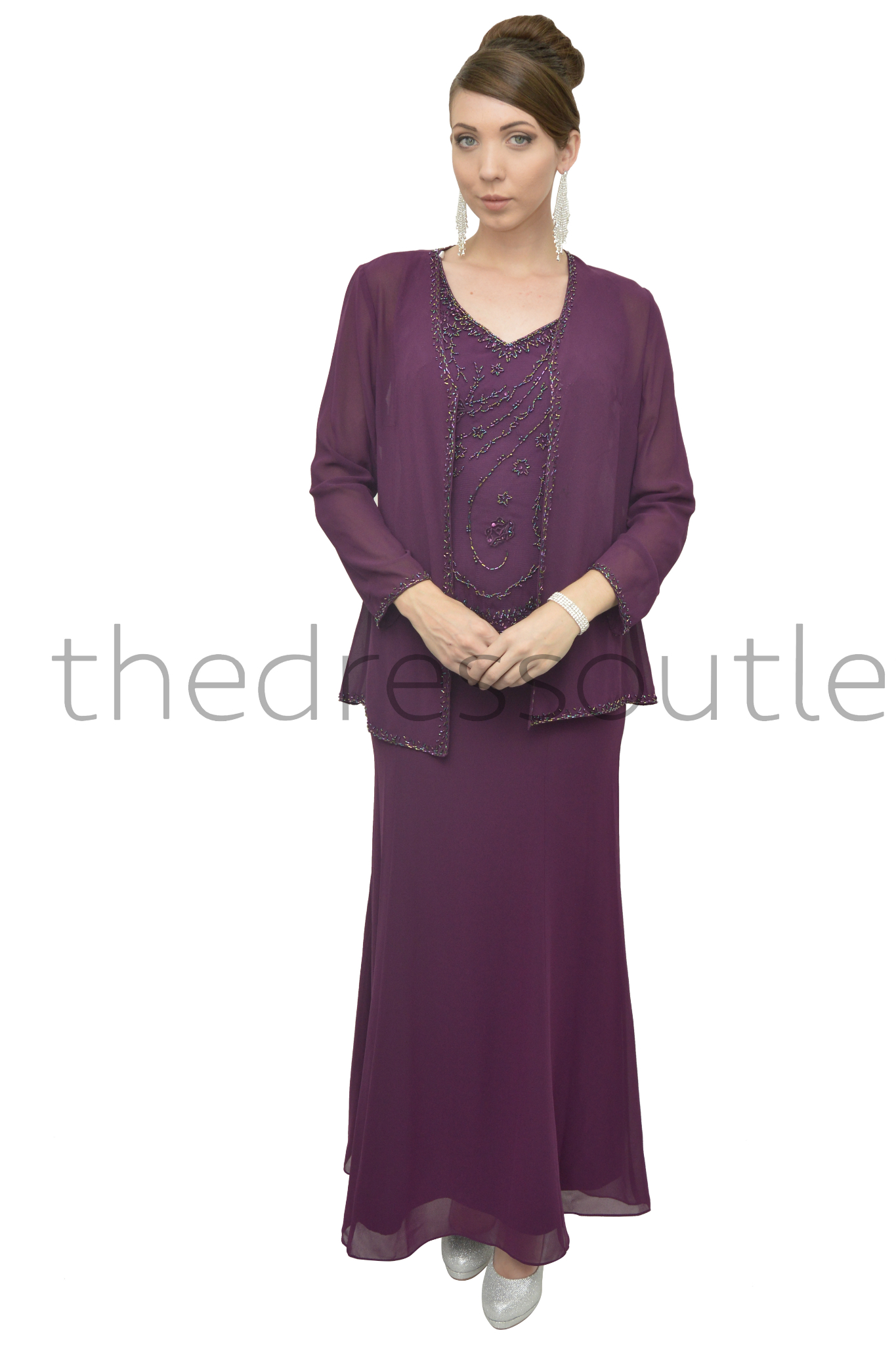 Formal Modest Mother Of The Bride Groom Dress Jacket Chiffon Plus Size ...