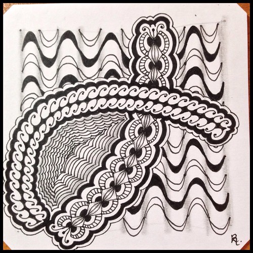 Zentangle 116 for Weekly Challenge #34: Tangle with H-W-N