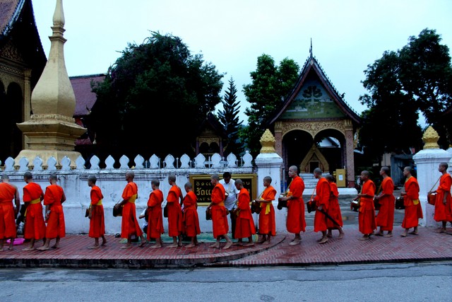 ceremonia de entrega de limosnas en Luang Prabang