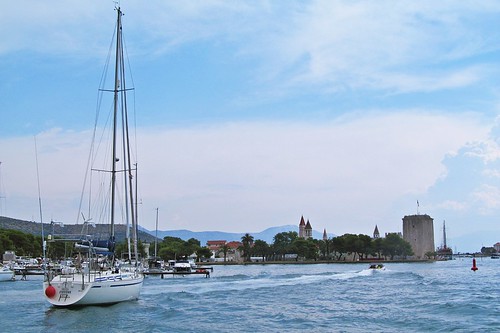 blue sea water boat croatia unesco fortress trogir
