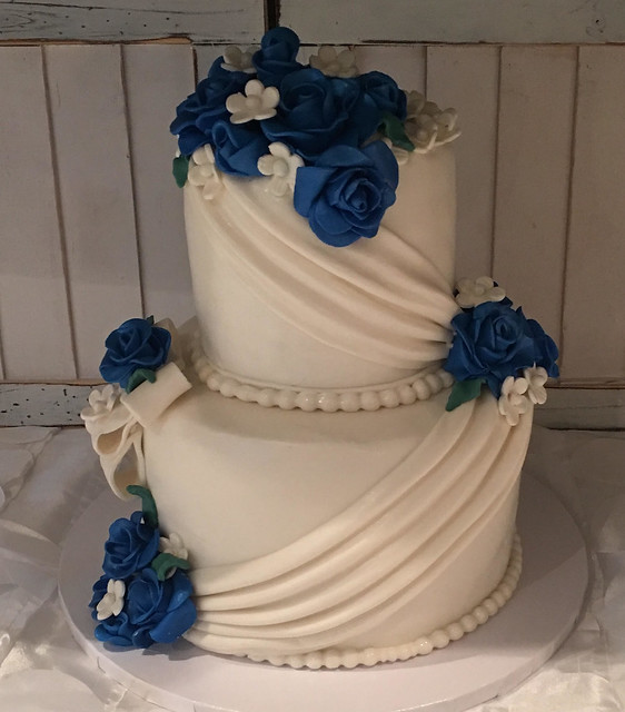Elegant Two Tier Wedding Cake in Royal Blue from Kerry of Divine Design Cakes by Kerry