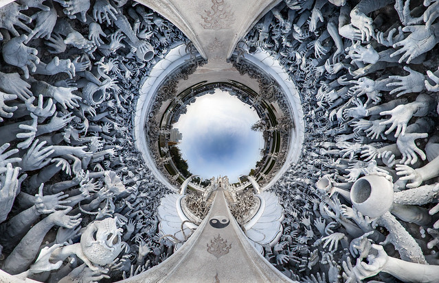 stereographic projection at White Temple, Chiang Rai, Thailand