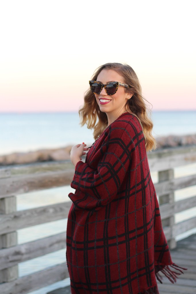 Plaid Cape | Brown Wide Calf Boots | Fall Fashion Outfit