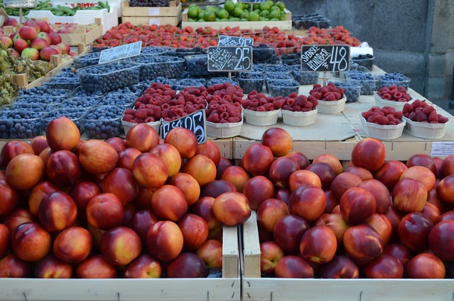 Copenhagen farmers market fruit peaches and berries