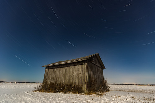 barn sky stars star trail field southern ostrobothnia finland winter evening moonlight landscape canon eos 7d mkii wideangle