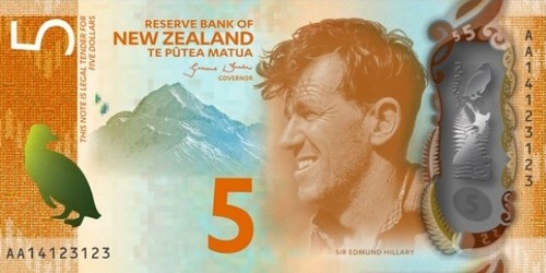 New Zealand $5 banknote Hillary