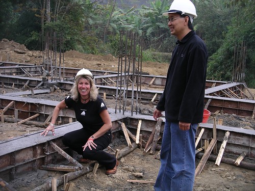 Animals Asia's founder and CEO Jill Robinson MBE (L) and Vietnam Director Tuan Bendixsen (R) at the construction area