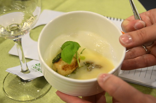 Pheasant Boudin blanc with organic garlic veloute