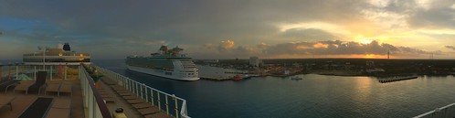 cozumelmexico mexico water sky sunlight sunrise chadsparkesphotography clouds royalcaribbeancruiseline cruiseship cruise ship iphonecamera iphonese panaramic panaroma panoramic pano