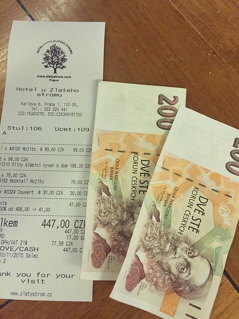 restaurant receipt, Prague