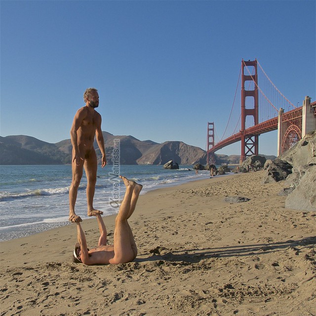 naturist acro-yoga 0004 Marshall's Beach, San Francisco, California, USA